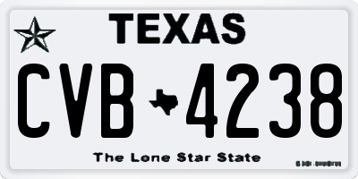 TX license plate CVB4238