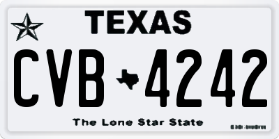 TX license plate CVB4242