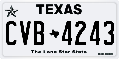 TX license plate CVB4243