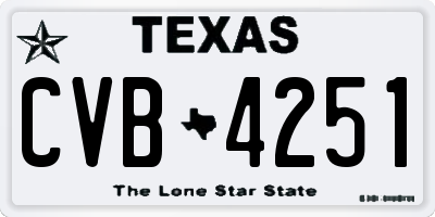 TX license plate CVB4251