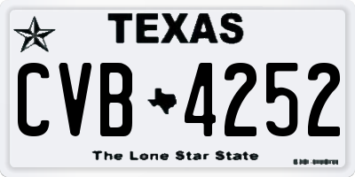 TX license plate CVB4252