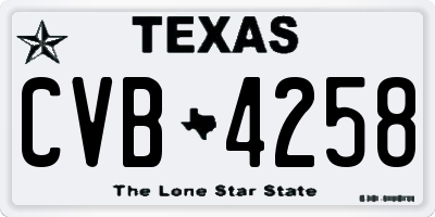 TX license plate CVB4258