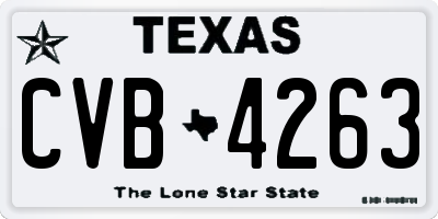 TX license plate CVB4263