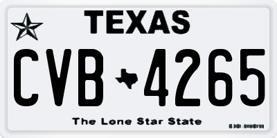 TX license plate CVB4265