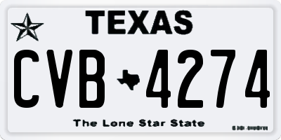 TX license plate CVB4274