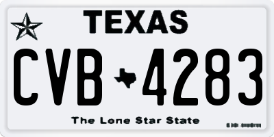 TX license plate CVB4283