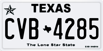 TX license plate CVB4285