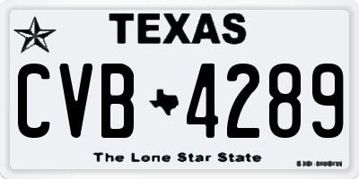 TX license plate CVB4289