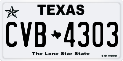 TX license plate CVB4303