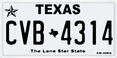 TX license plate CVB4314
