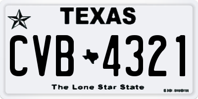 TX license plate CVB4321