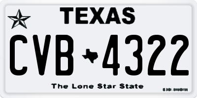 TX license plate CVB4322