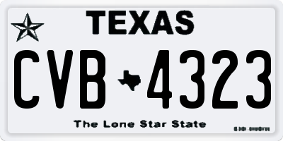 TX license plate CVB4323