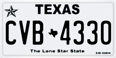 TX license plate CVB4330
