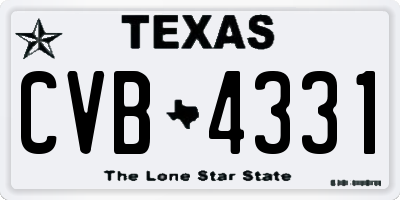TX license plate CVB4331