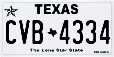 TX license plate CVB4334
