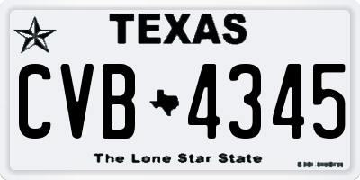 TX license plate CVB4345