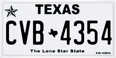 TX license plate CVB4354