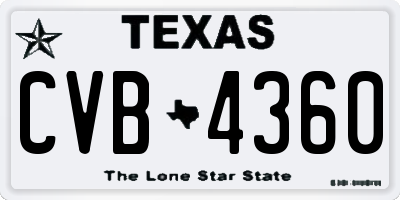 TX license plate CVB4360