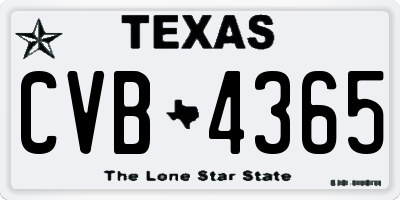 TX license plate CVB4365