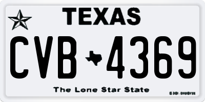 TX license plate CVB4369