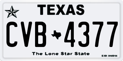 TX license plate CVB4377