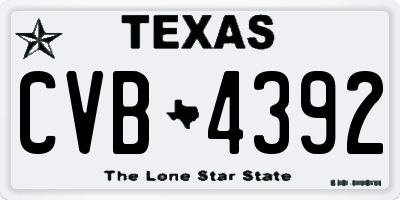 TX license plate CVB4392
