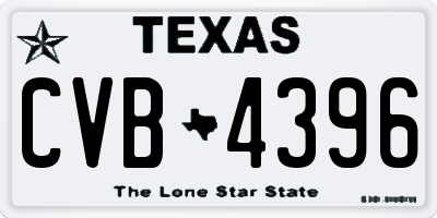 TX license plate CVB4396