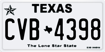 TX license plate CVB4398