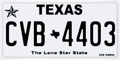 TX license plate CVB4403
