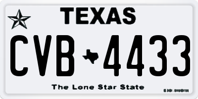 TX license plate CVB4433