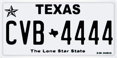 TX license plate CVB4444