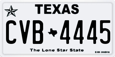 TX license plate CVB4445