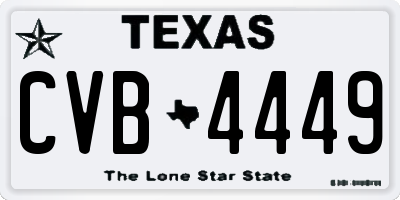TX license plate CVB4449