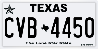 TX license plate CVB4450
