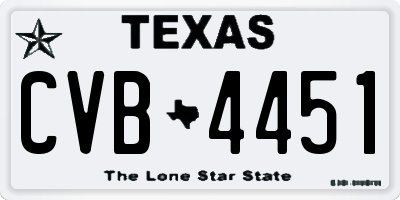 TX license plate CVB4451
