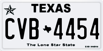 TX license plate CVB4454