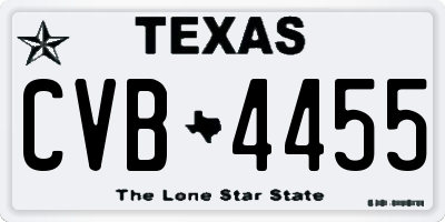 TX license plate CVB4455