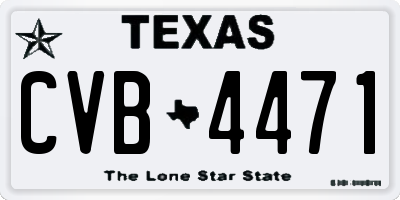 TX license plate CVB4471