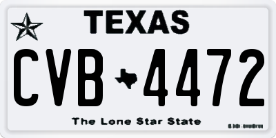 TX license plate CVB4472