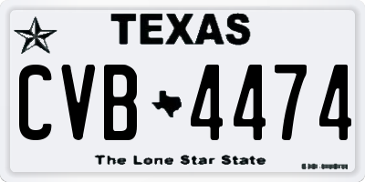 TX license plate CVB4474