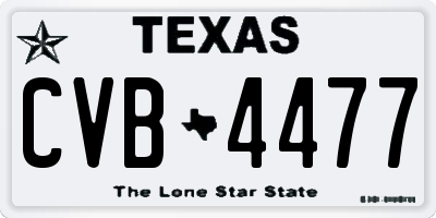 TX license plate CVB4477