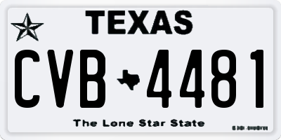 TX license plate CVB4481