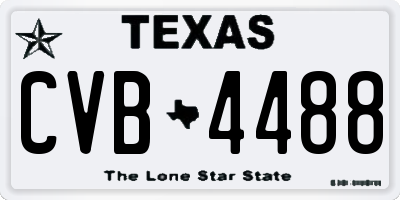 TX license plate CVB4488