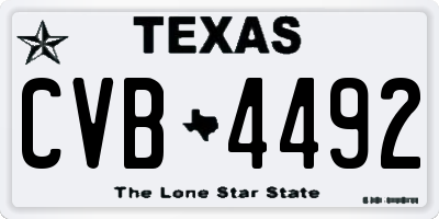 TX license plate CVB4492