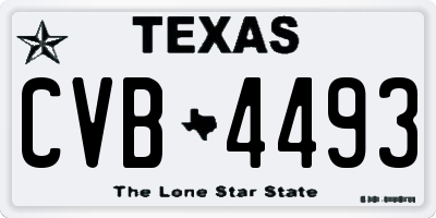 TX license plate CVB4493