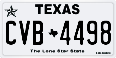 TX license plate CVB4498