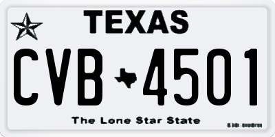 TX license plate CVB4501