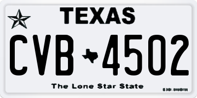 TX license plate CVB4502