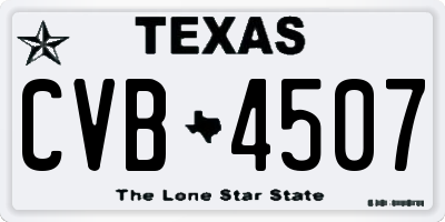 TX license plate CVB4507